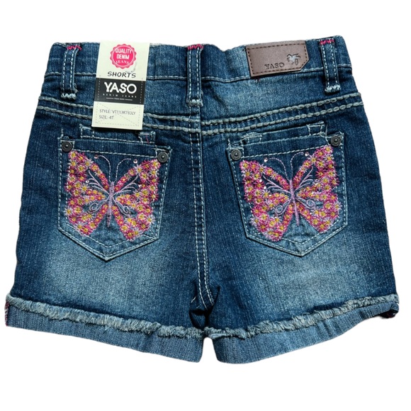 YASO Girls Distressed Denim Shorts NWT Size 4T. - Picture 2 of 7